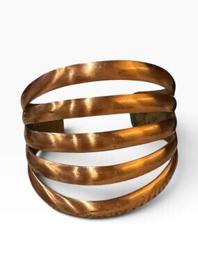 Vtg  Bell Trading Post Solid Copper 5-Band Modernist Cuff Bracelet Signed
